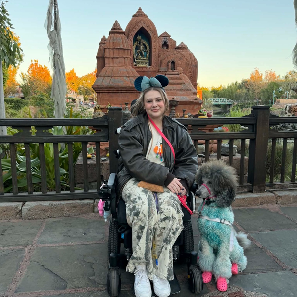 Haven with their service dog Dog name