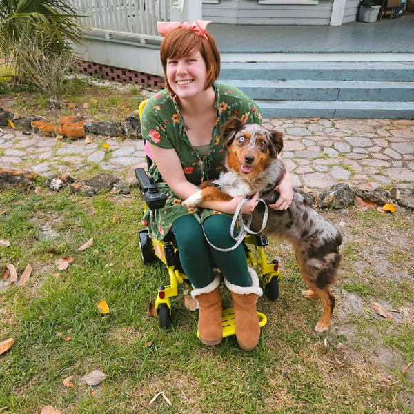 Donut with their service dog Dog name